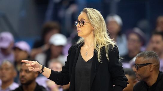 TST Exclusive: Aces head coach Becky Hammon reflects on Game 1 loss to Valkyries, looks ahead to rematch taken at Bakar Fitness & Recreation Center (Las Vegas Aces). Photo by D. Ross Cameron-Imagn Images