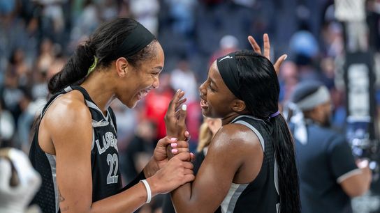 Jackie Young joins A'ja Wilson as Aces representatives at All-Star Weekend taken in Las Vegas (Las Vegas Aces)
