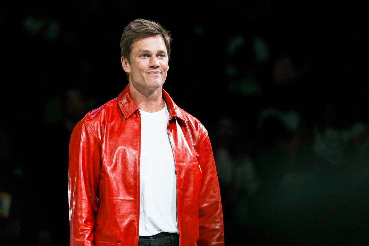 Tom Brady awaits the Las Vegas Aces team ahead of the ring ceremony prior to WNBA game against Phoenix Mercury on Saturday May 9, 2026 at T-Mobile Arena in Las Vegas. Tom Brady awaits the Las Vegas Aces team ahead of the ring ceremony prior to WNBA game against Phoenix Mercury on Saturday May 9, 2026 at T-Mobile Arena in Las Vegas.