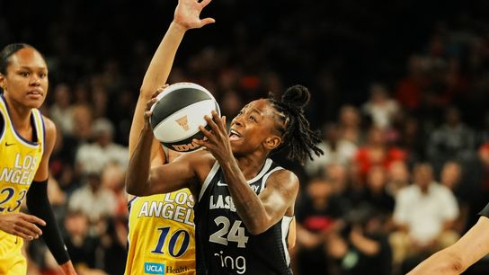 Aces continue to free fall in loss to Sparks taken at Michelob Ultra Arena (Las Vegas Aces)