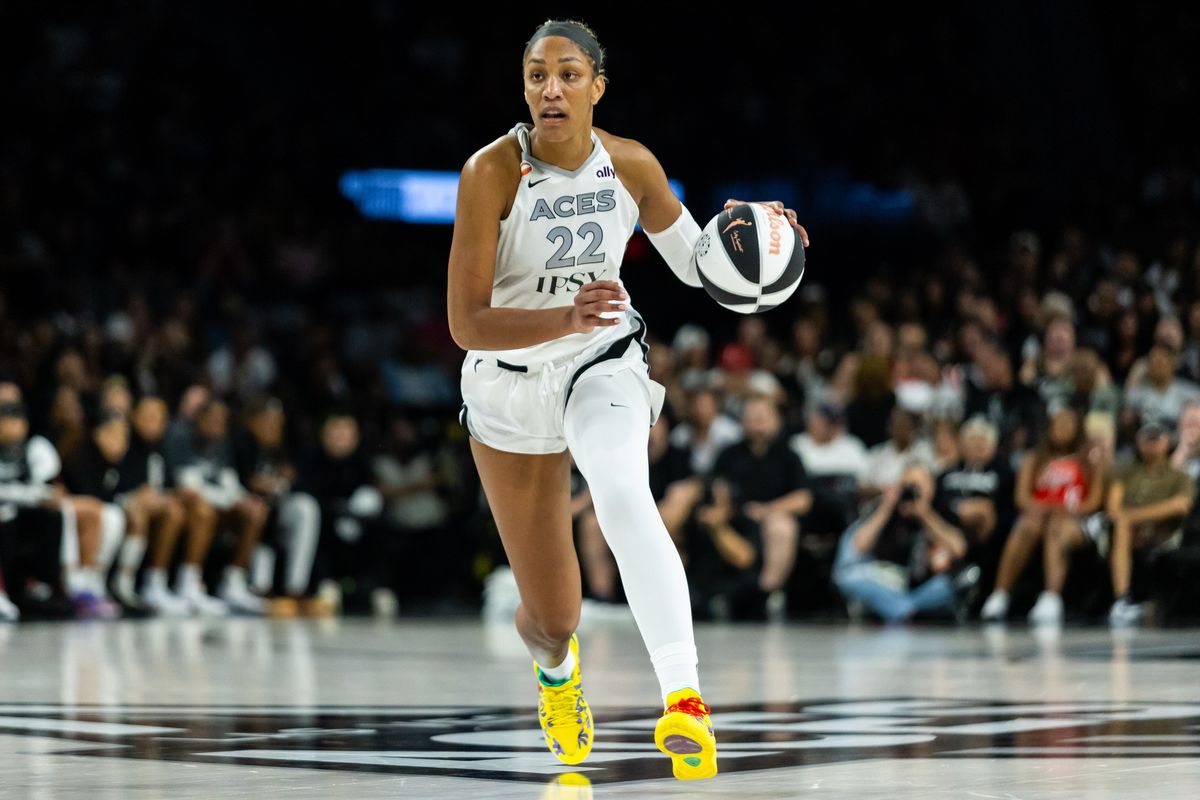 Las Vegas Aces forward A’ja Wilson (22) dribbles the ball during a WNBA game between the Las Vegas Aces and the Minnesota Lynx, Saturday June 13, 2026 in Las Vegas, Nev. Las Vegas Aces forward A’ja Wilson (22) dribbles the ball during a WNBA game between the Las Vegas Aces and the Minnesota Lynx, Saturday June 13, 2026 in Las Vegas, Nev.