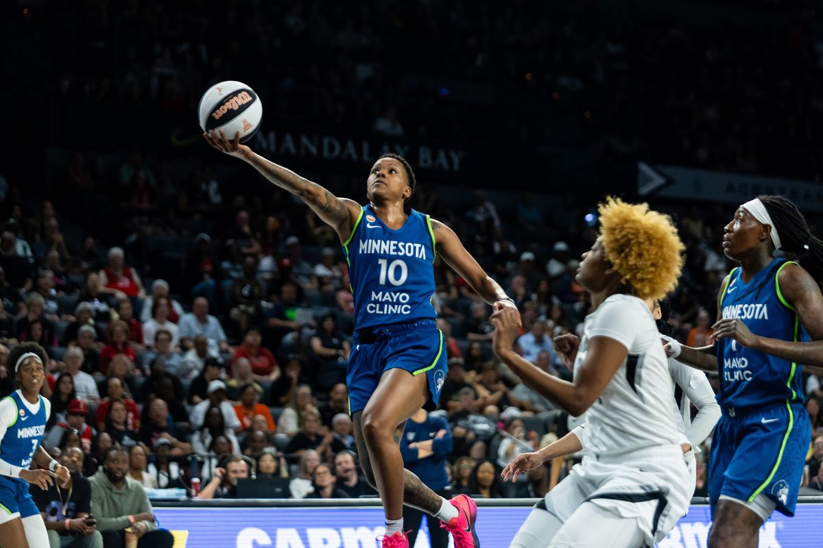 Minnesota Lynx guard Courtney Williams (10) goes for a lay-up during a WNBA game between the Las Vegas Aces and the Minnesota Lynx, Saturday June 13, 2026 in Las Vegas, Nev. Minnesota Lynx guard Courtney Williams (10) goes for a lay-up during a WNBA game between the Las Vegas Aces and the Minnesota Lynx, Saturday June 13, 2026 in Las Vegas, Nev.