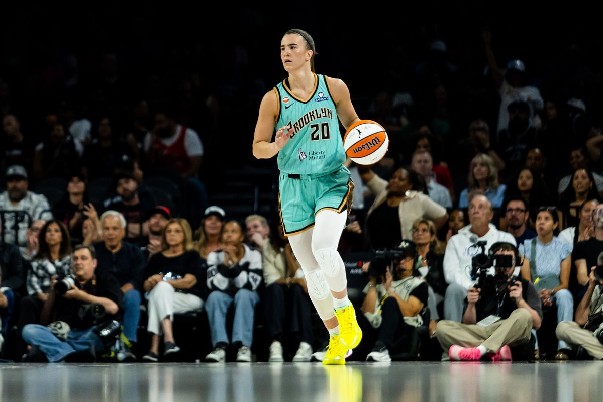 New York Liberty guard Sabrina Ionescu (20) dribbles the ball up the court during a WNBA game between the Las Vegas Aces and the New York Liberty, Tuesday June 23, 2026 in Las Vegas, Nev. New York Liberty guard Sabrina Ionescu (20) dribbles the ball up the court during a WNBA game between the Las Vegas Aces and the New York Liberty, Tuesday June 23, 2026 in Las Vegas, Nev.
