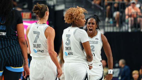 TST Images: Aces defeat the Sky, 98-90, in overtime at T-Mobile Arena taken at T-Mobile Arena (Las Vegas Aces). Photo by RJ Forbus - The Sporting Tribune