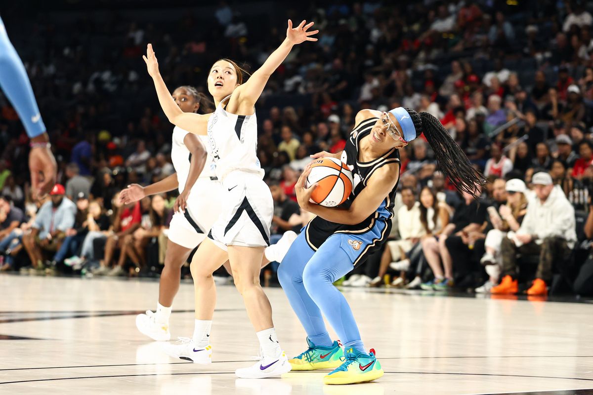 Las Vegas Aces guard Mai Yamamoto (18) fouls Atlanta Dream guard Allisha Gray (15) during a WNBA game on Tuesday, August 18, 2026, at Michelob ULTRA Arena in Las Vegas, Nevada. Las Vegas Aces guard Mai Yamamoto (18) fouls Atlanta Dream guard Allisha Gray (15) during a WNBA game on Tuesday, August 18, 2026, at Michelob ULTRA Arena in Las Vegas, Nevada.
