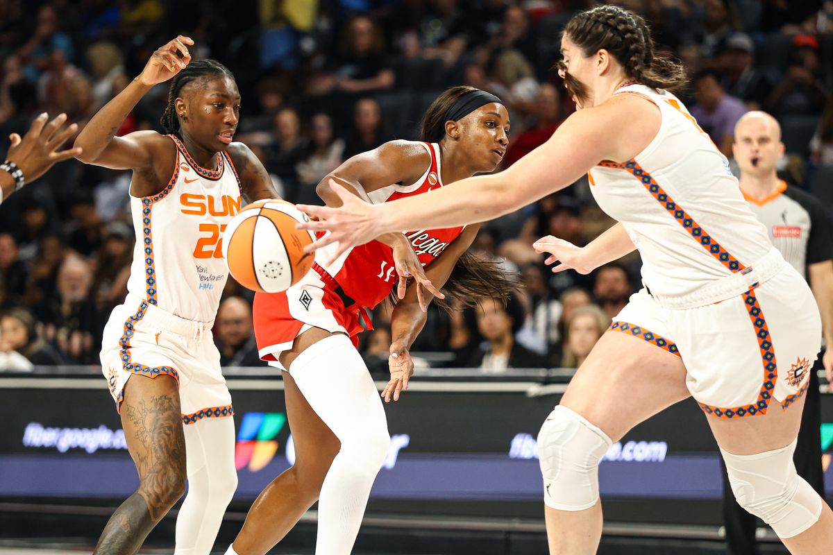 Las Vegas Aces guard Jackie Young (0) passes the ball without looking during a WNBA game against the Connecticut Sun on Thursday, August 20, 2026, at Michelob ULTRA Arena in Las Vegas, Nevada. Las Vegas Aces guard Jackie Young (0) passes the ball without looking during a WNBA game against the Connecticut Sun on Thursday, August 20, 2026, at Michelob ULTRA Arena in Las Vegas, Nevada.