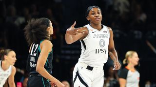 Aces rattle off sixth straight win in regular season home finale taken at Michelob ULTRA Arena (Las Vegas Aces). Photo by RJ Forbus - The Sporting Tribune