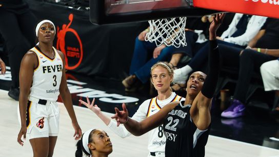 TST Images: Aces defeat the Fever, 102-85, in Round 1 Game 1 at Michelob ULTRA Arena taken at Michelob ULTRA Arena (Las Vegas Aces). Photo by RJ Forbus - The Sporting Tribune