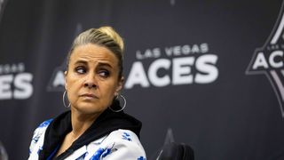 Aces' Becky Hammon slams defense after 'intruder' reaches kitchen in lopsided loss taken at T-Mobile Arena (Las Vegas Aces). Photo by DJ Cabanlong- The Sporting Tribune 