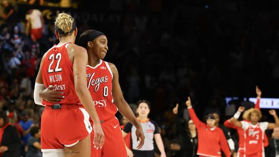 Agent 0 delivers Aces' first home win taken Michelob ULTRA Arena (Las Vegas Aces). Photo by Boz Bloom-Imagn Images