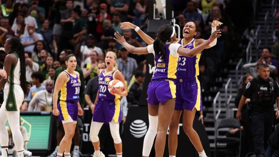 Sparks win in double overtime on the road against Storm taken at Climate Pledge Arena (Los Angeles Sparks)