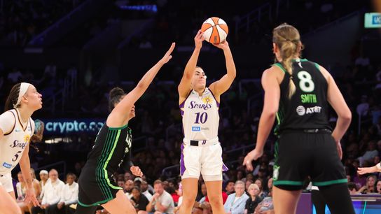Plum participating in three-point contest at WNBA All-Star Weekend taken in Los Angeles (Los Angeles Sparks)