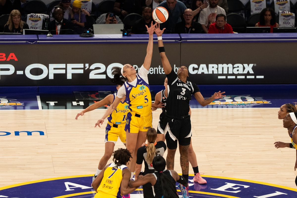 LA Sparks tip off in the season opener against the Las Vegas Aces, Sunday May 10th, 2026 in Los Angeles, California. LA Sparks tip off in the season opener against the Las Vegas Aces, Sunday May 10th, 2026 in Los Angeles, California.