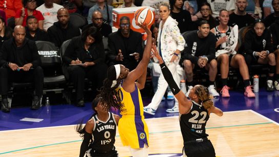 Sparks face Aces on Ogwumike's last career WNBA road game taken at Michelob Ultra Arena (Los Angeles Sparks). Photo by Robert Talamantes - The Sporting Tribune