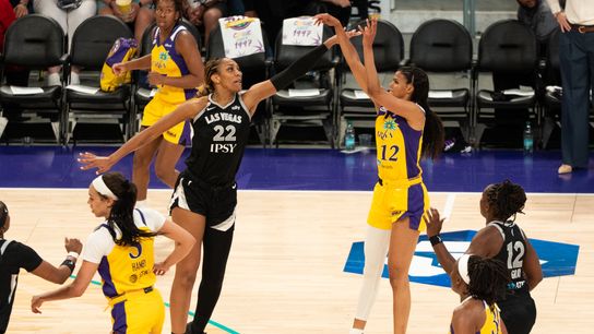 Sparks begin three-game home stand against Aces taken at Crypto.com Arena (Los Angeles Sparks). Photo by Robert Talamantes - The Sporting Tribune