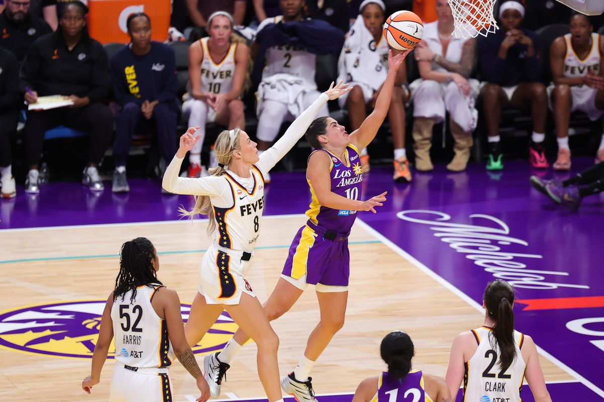 Los Angeles Sparks guard Kelsey Plum (9) shoots a lay up during a WNBA game against the Indiana Fever on May 13, 2026 in Los Angeles, CA. Los Angeles Sparks guard Kelsey Plum (9) shoots a lay up during a WNBA game against the Indiana Fever on May 13, 2026 in Los Angeles, CA.