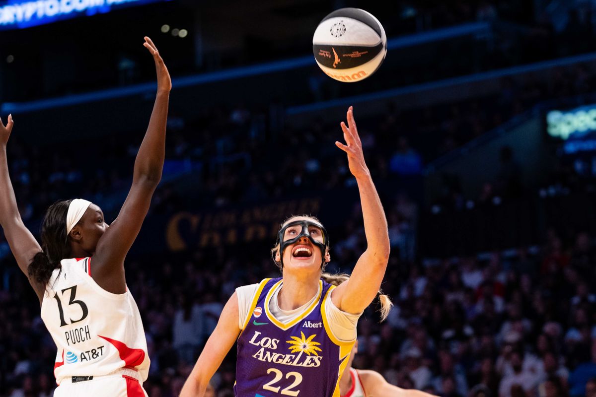 LA Sparks forward Cameron Brink (22) attacking the basket at a WNBA basketball game against the Portland Fire, Sunday June 7th, 2026 in Los Angeles, California. LA Sparks forward Cameron Brink (22) attacking the basket at a WNBA basketball game against the Portland Fire, Sunday June 7th, 2026 in Los Angeles, California.