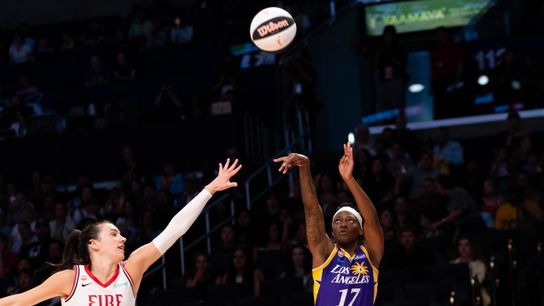 Sparks celebrate Pride Night taken Crypto.com Arena (Los Angeles Sparks). Photo by John Panganiban-The Sporting Tribune
