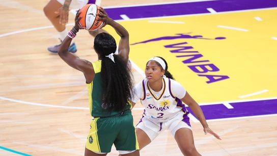 Sparks take on Storm Sunday before FIBA World Cup break taken at Climate Pledge Arena (Los Angeles Sparks). Photo by Darwin Walker - The Sporting Tribune