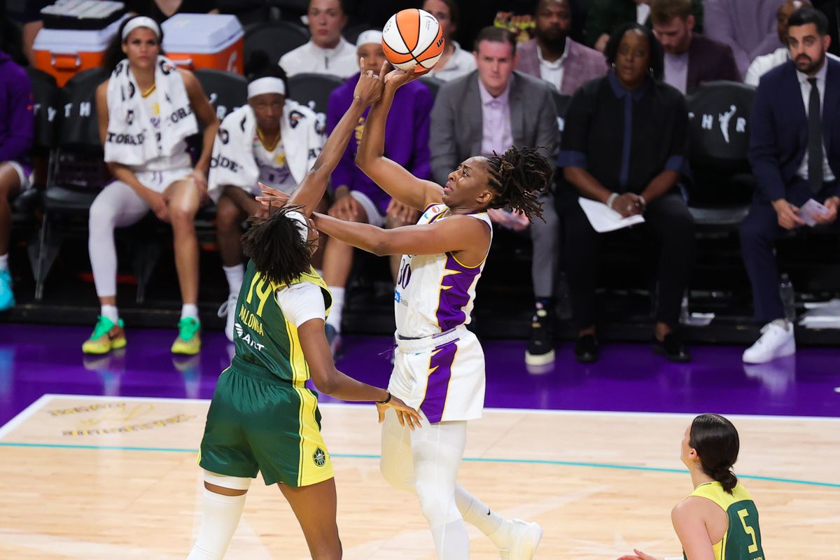 Nneka Ogwumike #30 of the Los Angeles Sparks shoots the basketball during a WNBA game against the Seattle Storm on July 6, 2026 in Los Angeles, CA. Nneka Ogwumike #30 of the Los Angeles Sparks shoots the basketball during a WNBA game against the Seattle Storm on July 6, 2026 in Los Angeles, CA.
