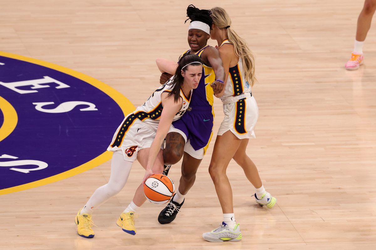 Caitlin Clark #22 of the Indiana Fever handles the ball during a WNBA game against the Los Angeles Sparks, Wednesday July 8, 2026 in Los Angeles, Calif. Caitlin Clark #22 of the Indiana Fever handles the ball during a WNBA game against the Los Angeles Sparks, Wednesday July 8, 2026 in Los Angeles, Calif.