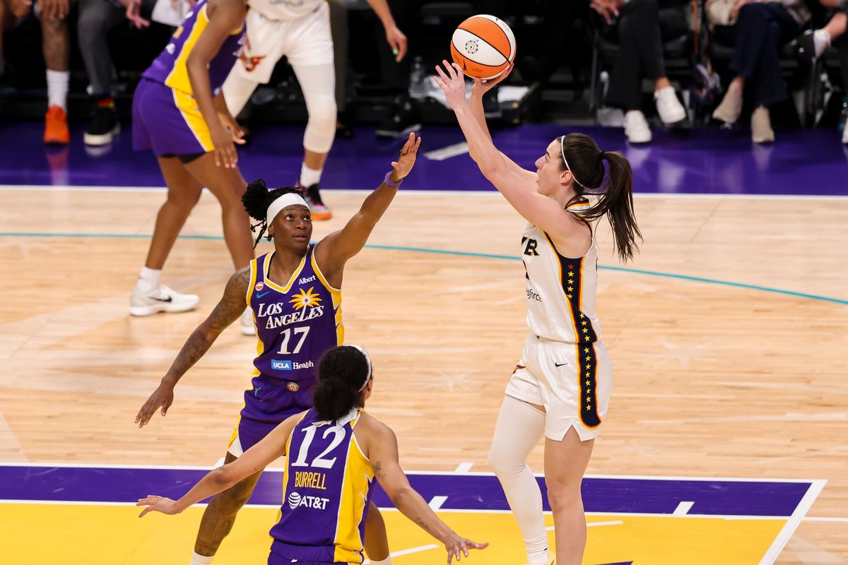 Caitlin Clark #22 of the Indiana Fever shoots the ball during a WNBA game against the Los Angeles Sparks, Wednesday July 8, 2026 in Los Angeles, Calif. Caitlin Clark #22 of the Indiana Fever shoots the ball during a WNBA game against the Los Angeles Sparks, Wednesday July 8, 2026 in Los Angeles, Calif.