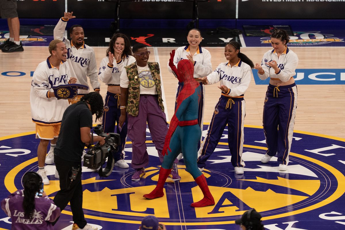 Los Angeles Sparks arena celebrates Spiderman and kids night during a WNBA game against the Phoenix Mercury, Wednesday July 22nd, 2026 in Los Angeles, California.