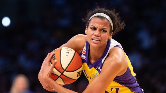 Los Angeles Sparks guard Rae Burrell (12) drives hard to the basket during a match between New York Liberty and Los Angeles Sparks on Tuesday, July 28, 2026 at Crypto.com Arena Los Angeles Sparks guard Rae Burrell (12) drives hard to the basket during a match between New York Liberty and Los Angeles Sparks on Tuesday, July 28, 2026 at Crypto.com Arena