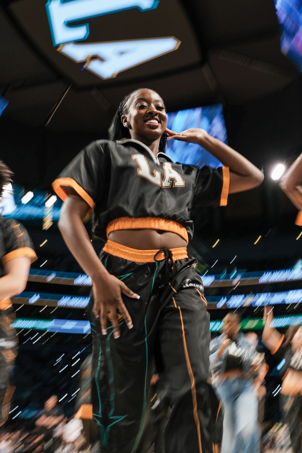 Los Angeles Sparks dance crew during a WNBA basketball game against the Golden State Valkyries on August 9th, 2026 in Los Angeles, CA. Los Angeles Sparks dance crew during a WNBA basketball game against the Golden State Valkyries on August 9th, 2026 in Los Angeles, CA.
