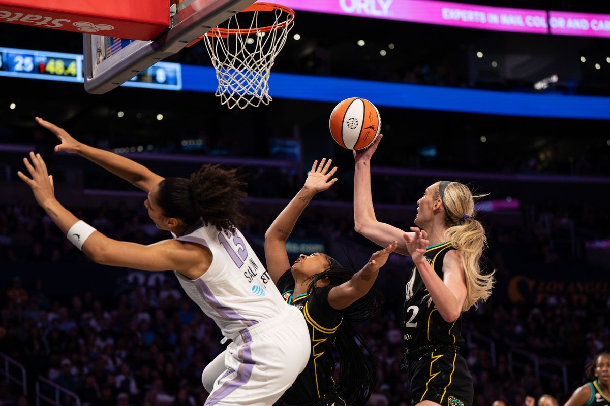 Los Angeles Sparks forward Cameron Brink (22) collecting a rebound during a WNBA basketball game against the Golden State Valkyries on August 9th, 2026 in Los Angeles, CA. Los Angeles Sparks forward Cameron Brink (22) collecting a rebound during a WNBA basketball game against the Golden State Valkyries on August 9th, 2026 in Los Angeles, CA.