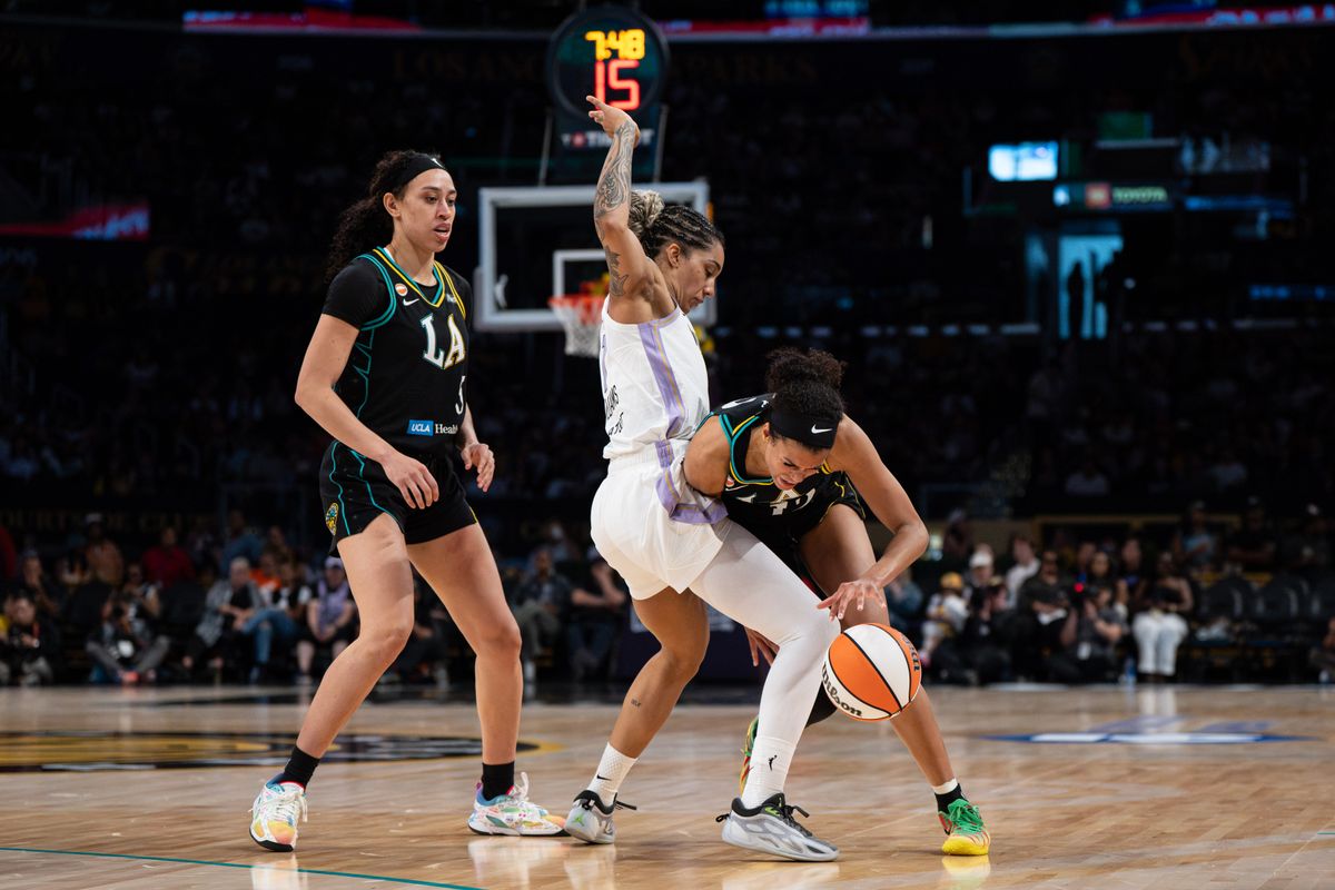 Los Angeles Sparks center Iliana Rupert (12) during a WNBA basketball game against the Golden State Valkyries on August 9th, 2026 in Los Angeles, CA. Los Angeles Sparks center Iliana Rupert (12) during a WNBA basketball game against the Golden State Valkyries on August 9th, 2026 in Los Angeles, CA.