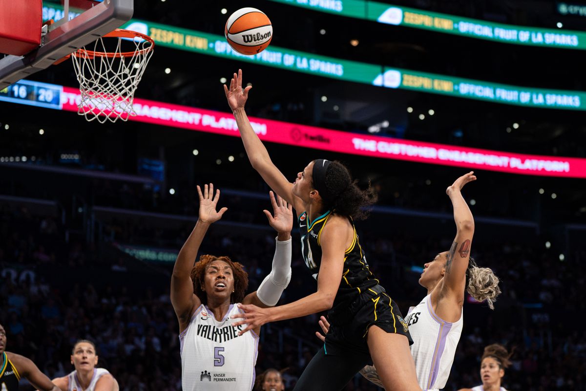 Los Angeles Sparks center Iliana Rupert (12) during a WNBA basketball game against the Golden State Valkyries on August 9th, 2026 in Los Angeles, CA. Los Angeles Sparks center Iliana Rupert (12) during a WNBA basketball game against the Golden State Valkyries on August 9th, 2026 in Los Angeles, CA.
