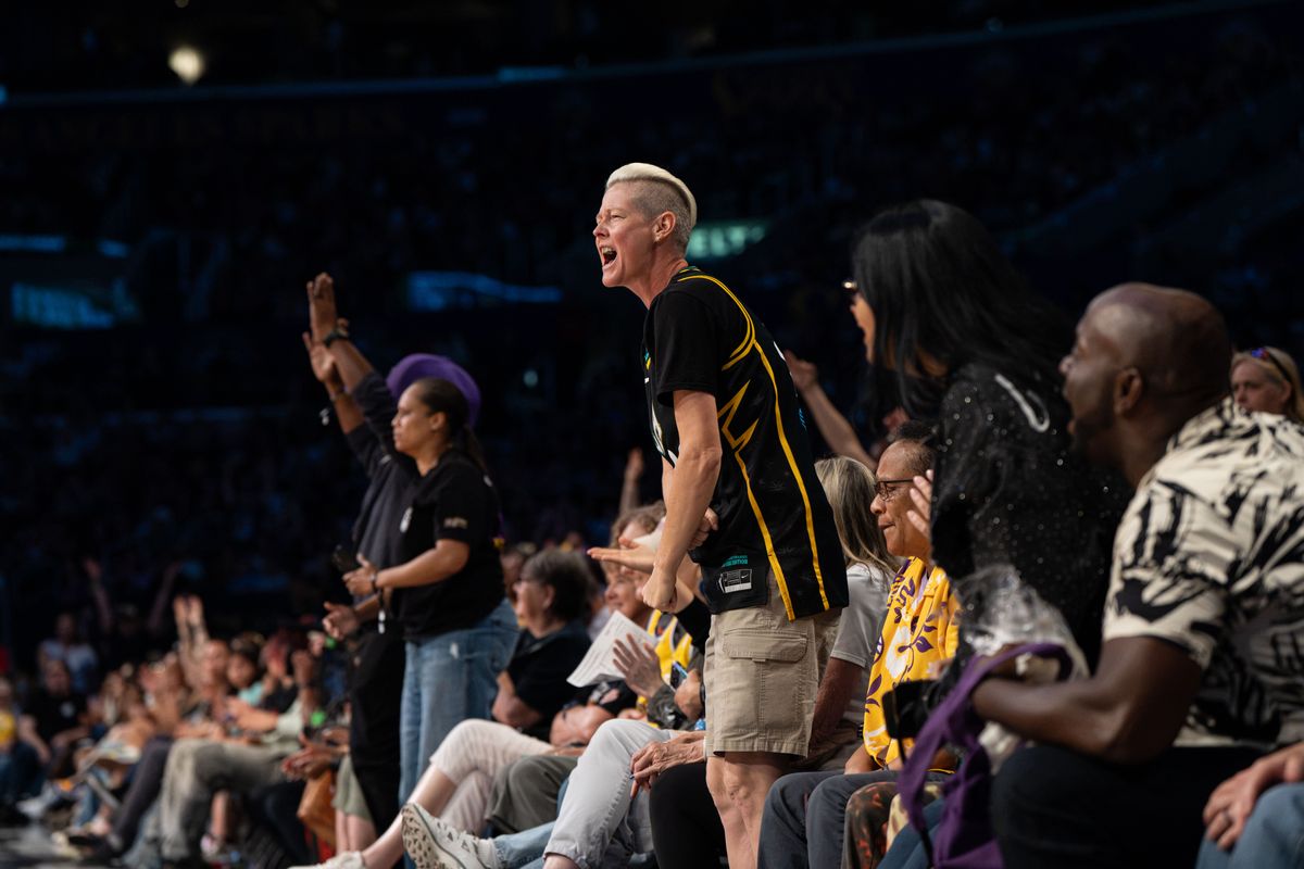 Los Angeles Sparks fans cheer during a WNBA basketball game against the Golden State Valkyries on August 9th, 2026 in Los Angeles, CA. Los Angeles Sparks fans cheer during a WNBA basketball game against the Golden State Valkyries on August 9th, 2026 in Los Angeles, CA.