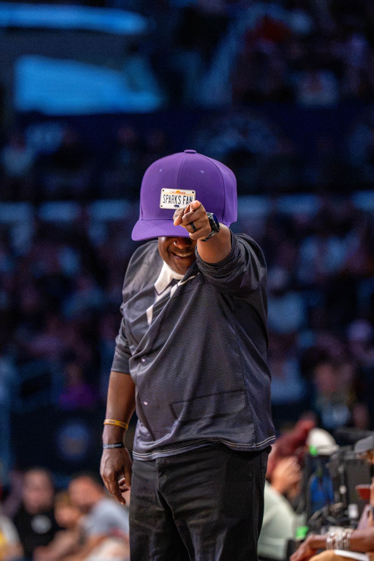 Los Angeles Sparks fan celebrates during a WNBA basketball game against the Golden State Valkyries on August 9th, 2026 in Los Angeles, CA. Los Angeles Sparks fan celebrates during a WNBA basketball game against the Golden State Valkyries on August 9th, 2026 in Los Angeles, CA.