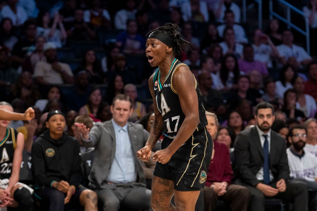 Los Angeles Sparks guard Erica Wheeler (17) arguing a foul call with a referee during a WNBA game against the Atlanta Dream, Thursday August 20th, 2026 in Los Angeles, California. Los Angeles Sparks guard Erica Wheeler (17) arguing a foul call with a referee during a WNBA game against the Atlanta Dream, Thursday August 20th, 2026 in Los Angeles, California.