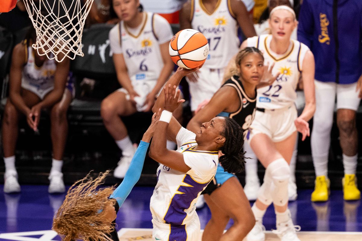 LA Sparks guard Tonie Morgan (4) shoots the ball at a WNBA basketball game against the Atlanta Dream, Monday August 24th, 2026 in Los Angeles, California. LA Sparks guard Tonie Morgan (4) shoots the ball at a WNBA basketball game against the Atlanta Dream, Monday August 24th, 2026 in Los Angeles, California.