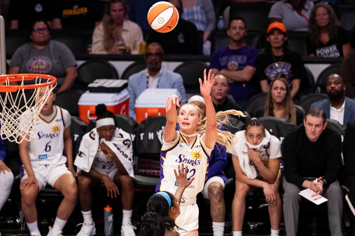 LA Sparks forward Cameron Brink (22) takes a jump shot at a WNBA basketball game against the Atlanta Dream, Monday August 24th, 2026 in Los Angeles, California. LA Sparks forward Cameron Brink (22) takes a jump shot at a WNBA basketball game against the Atlanta Dream, Monday August 24th, 2026 in Los Angeles, California.