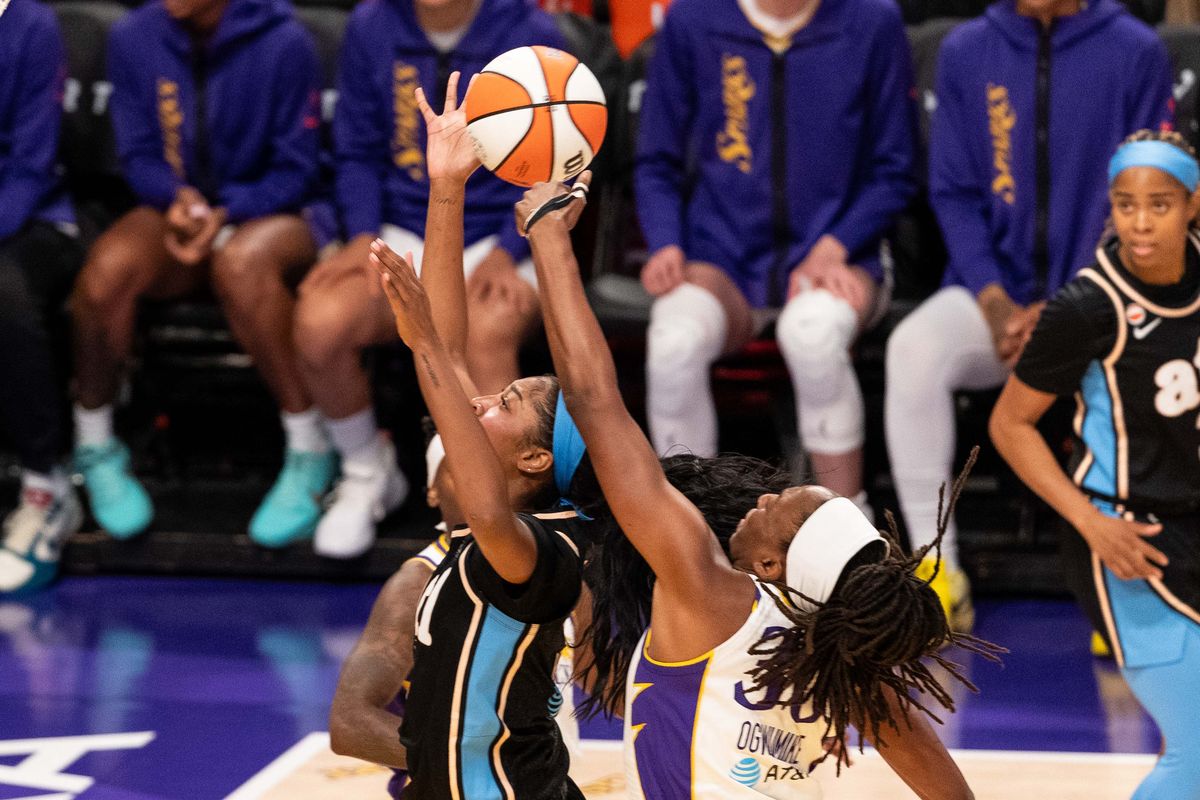 LA Sparks forward Nneka Ogwumike (30) goes for the block at a WNBA basketball game against the Atlanta Dream, Monday August 24th, 2026 in Los Angeles, California. LA Sparks forward Nneka Ogwumike (30) goes for the block at a WNBA basketball game against the Atlanta Dream, Monday August 24th, 2026 in Los Angeles, California.