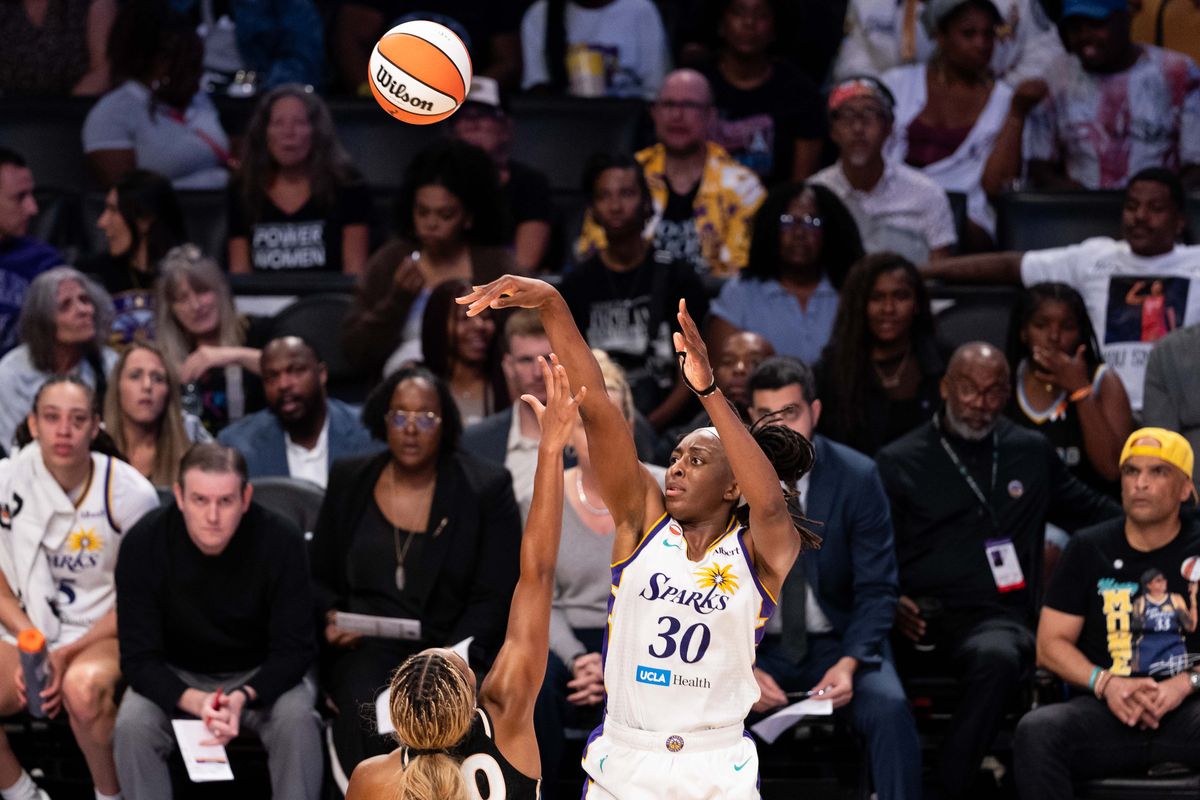 LA Sparks forward Nneka Ogwumike (30) takes a jump shot at a WNBA basketball game against the Atlanta Dream, Monday August 24th, 2026 in Los Angeles, California. LA Sparks forward Nneka Ogwumike (30) takes a jump shot at a WNBA basketball game against the Atlanta Dream, Monday August 24th, 2026 in Los Angeles, California.