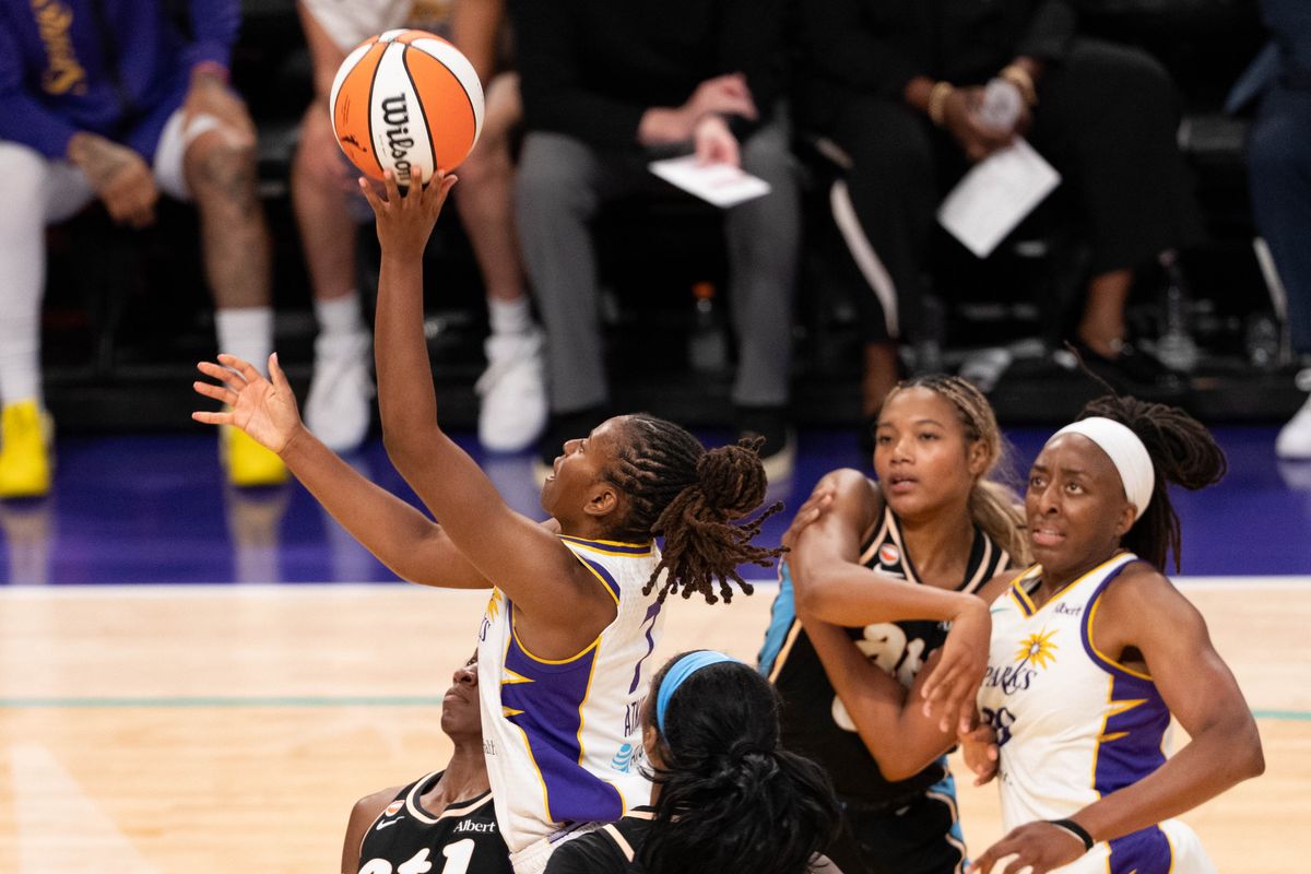 LA Sparks guard Ariel Atkins (7) shoots the ball at a WNBA basketball game against the Atlanta Dream, Monday August 24th, 2026 in Los Angeles, California. LA Sparks guard Ariel Atkins (7) shoots the ball at a WNBA basketball game against the Atlanta Dream, Monday August 24th, 2026 in Los Angeles, California.