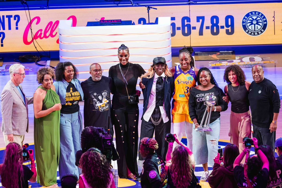 LA Sparks 2016 championship team during a WNBA basketball game against the Golden State Valkyries, Thursday September 24th, 2026 in Los Angeles, California. LA Sparks 2016 championship team during a WNBA basketball game against the Golden State Valkyries, Thursday September 24th, 2026 in Los Angeles, California.
