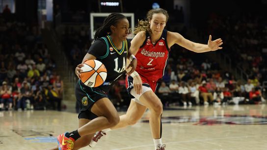 Sparks lose to Mystics, drop fourth straight game taken at CareFirst Arena (Los Angeles Sparks). Photo by Geoff Burke-Imagn Images