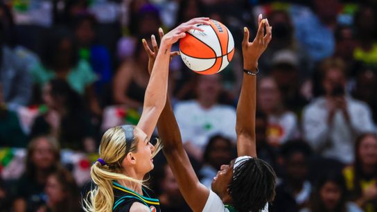 Sparks defeat Storm in wire-to-wire victory taken at Climate Pledge Arena (Los Angeles Sparks). Photo by Joe Nicholson-Imagn Images