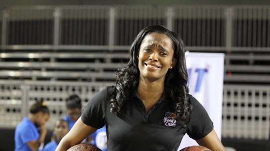 Chicago Sky forward Swin Cash coaches at the NBA FIT All Star Youth Celebration at the George R. Brown Convention Center. 