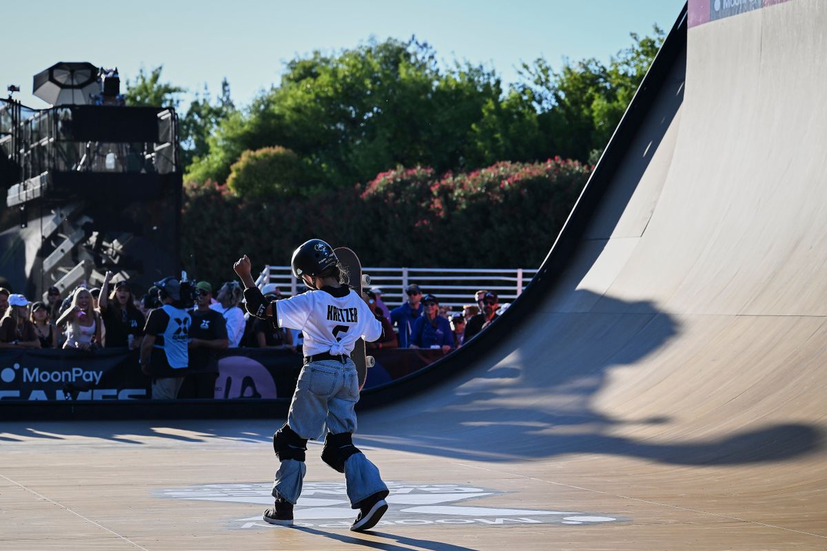 Team XC Los Angeles’s Mia Kretzer wins Women’s Skateboard Vert during X Games Sacramento on June 28th, 2026, at Cal Expo in Sacramento, California.